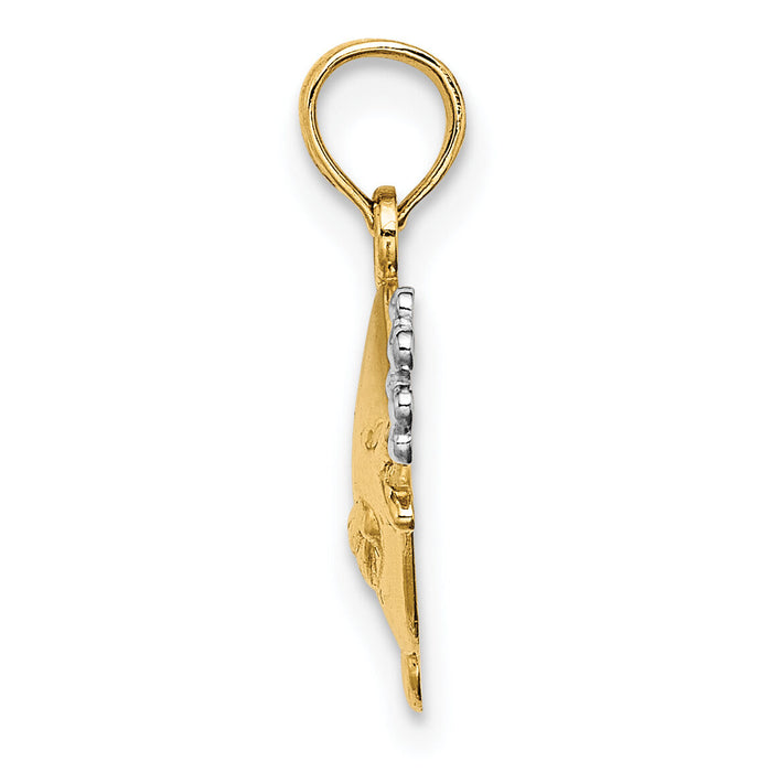 14k with White Rhodium 2-D Fish w/ Bubbles Charm-K9401