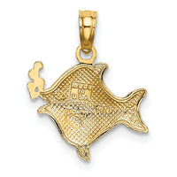 14k with White Rhodium 2-D Fish w/ Bubbles Charm-K9401