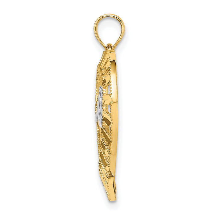 14k w/Rhodium MADRE  in Heart Charm-K9403