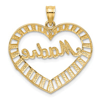 14k w/Rhodium MADRE  in Heart Charm-K9403