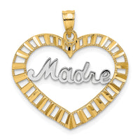 14k w/Rhodium MADRE  in Heart Charm-K9403