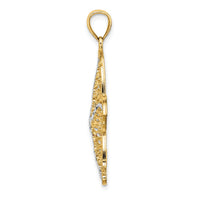 14K with White Rhodium Starfish Filigree Charm-K9405