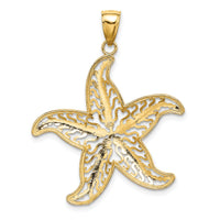 14K with White Rhodium Starfish Filigree Charm-K9405