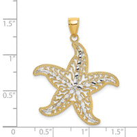 14K with White Rhodium Starfish Filigree Charm-K9405