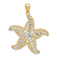 14K with White Rhodium Starfish Filigree Charm-K9405