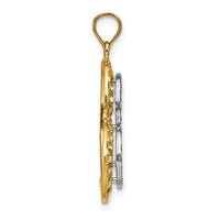 14k w/ Rhodium Diamond-cut Large Tilted Heart Charm-K9409