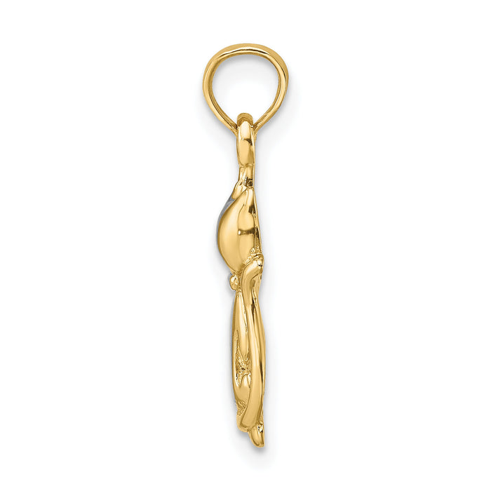 14k w/ Rhodium Polished Cat and Kitten Charm-K9413