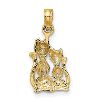 14k w/ Rhodium Polished Cat and Kitten Charm-K9413