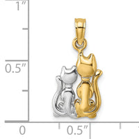 14k w/ Rhodium Polished Cat and Kitten Charm-K9413