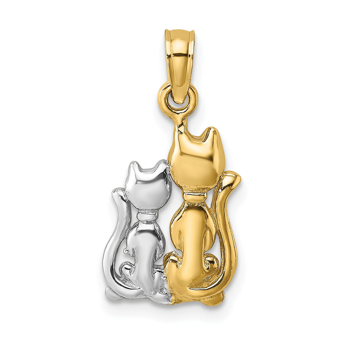 14k w/ Rhodium Polished Cat and Kitten Charm-K9413