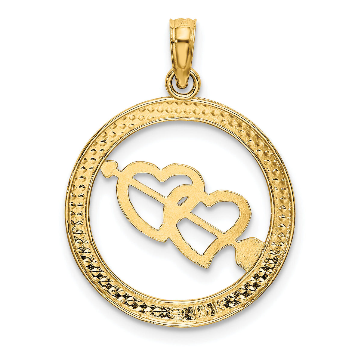 14k Diamond-cut w/Rhodium Heart and Arrow Charm-K9415