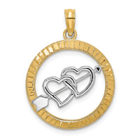 14k Diamond-cut w/Rhodium Heart and Arrow Charm-K9415