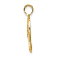 14k w/ Rhodium Diamond-cut Heart MOM Charm-K9416