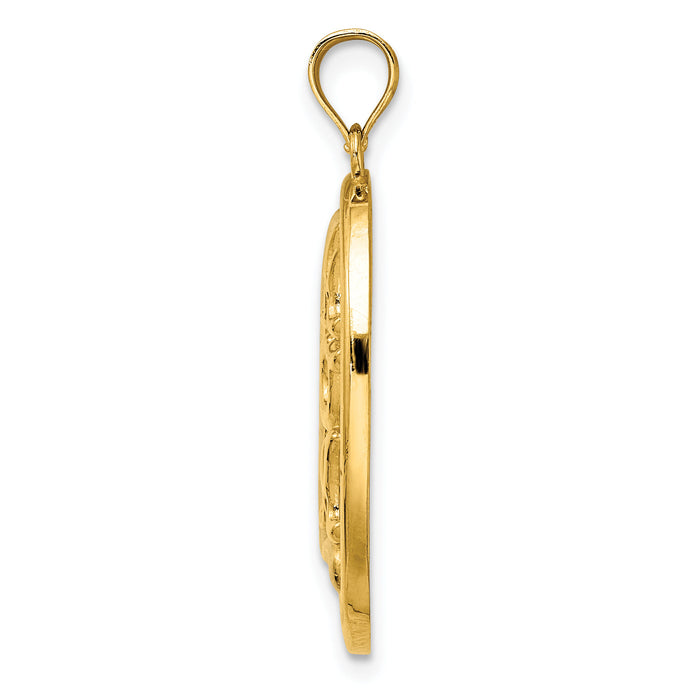 14k w/ Rhodium #1 MOM Oval Charm-K9417