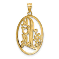14k w/ Rhodium #1 MOM Oval Charm-K9417