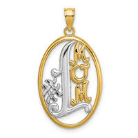 14k w/ Rhodium #1 MOM Oval Charm-K9417