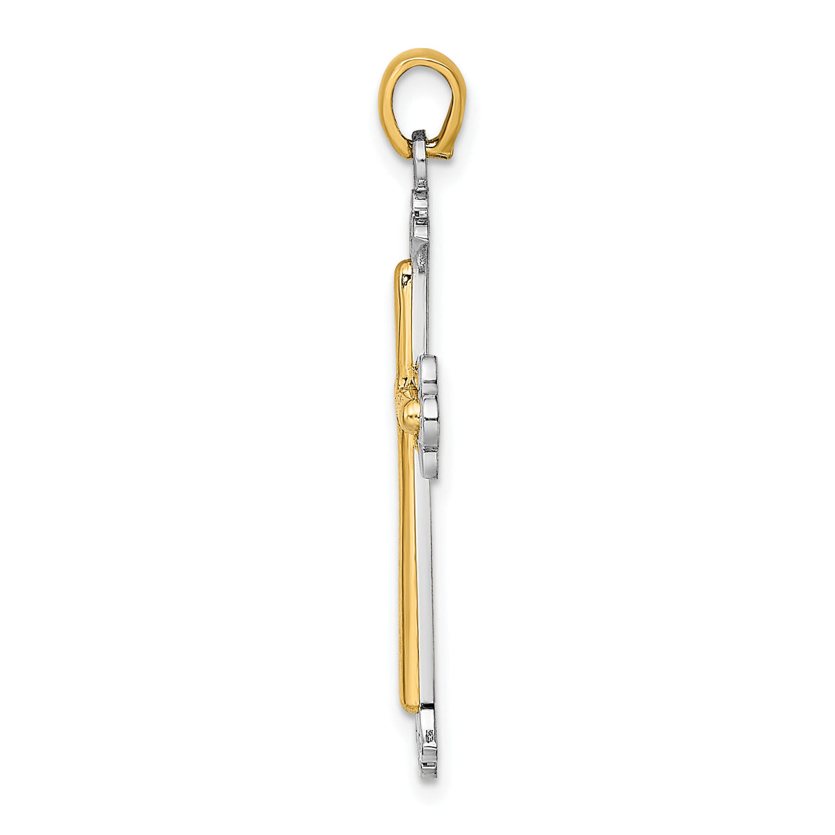 14K Two-tone Polished Cross Charm-K9420