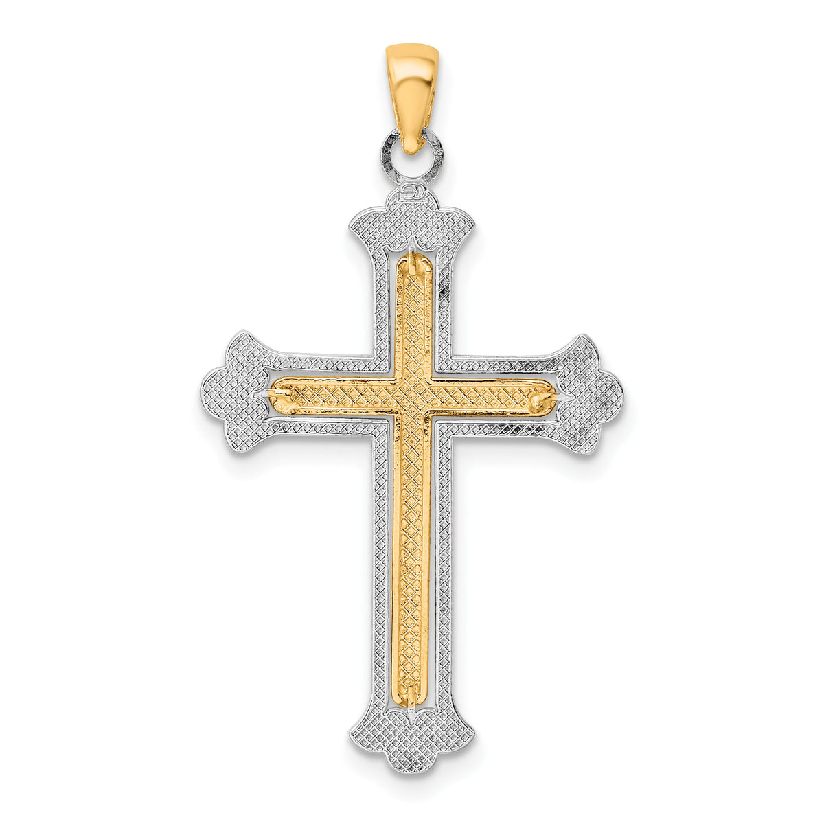 14K Two-tone Polished Cross Charm-K9420
