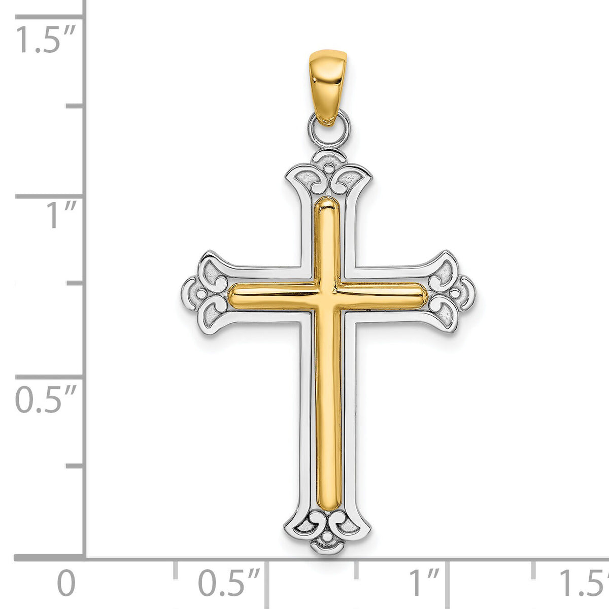14K Two-tone Polished Cross Charm-K9420