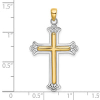 14K Two-tone Polished Cross Charm-K9420