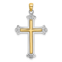 14K Two-tone Polished Cross Charm-K9420