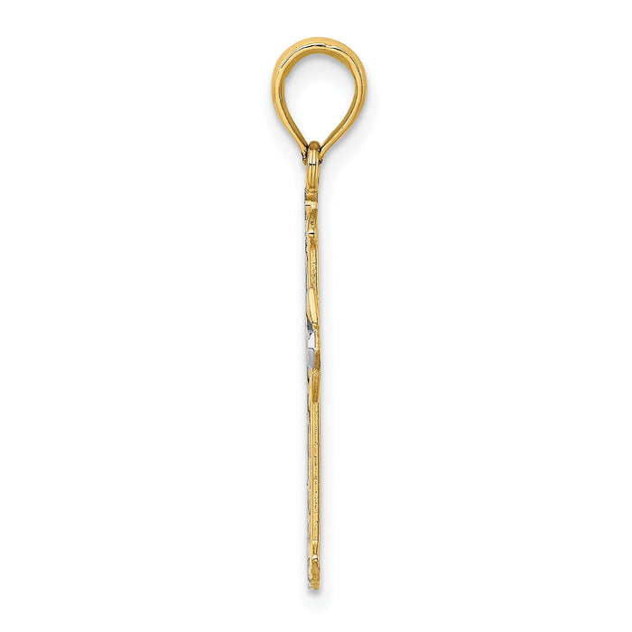 14K w/ Rhodium D/C Cross Charm-K9421