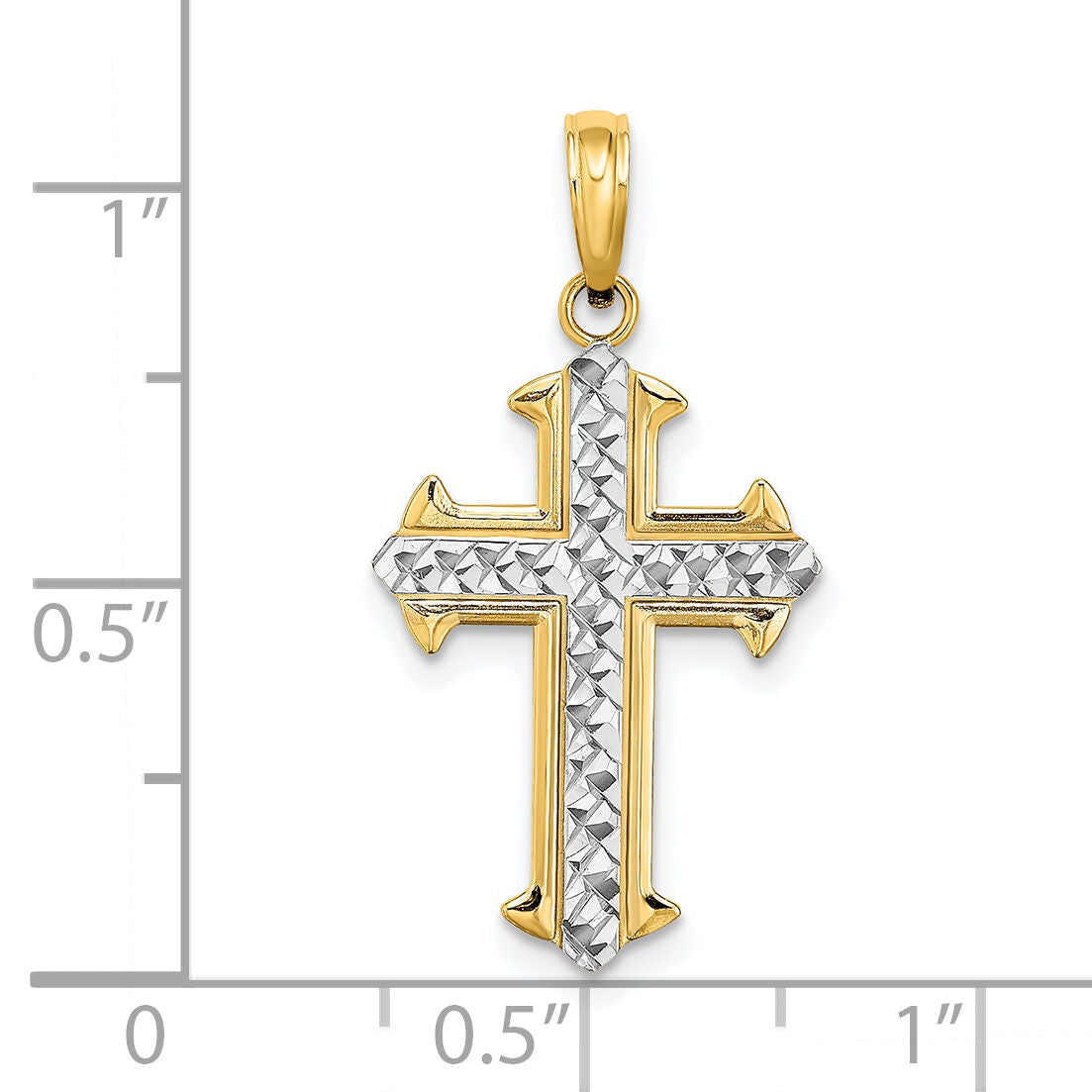 14K w/ Rhodium D/C Cross Charm-K9421