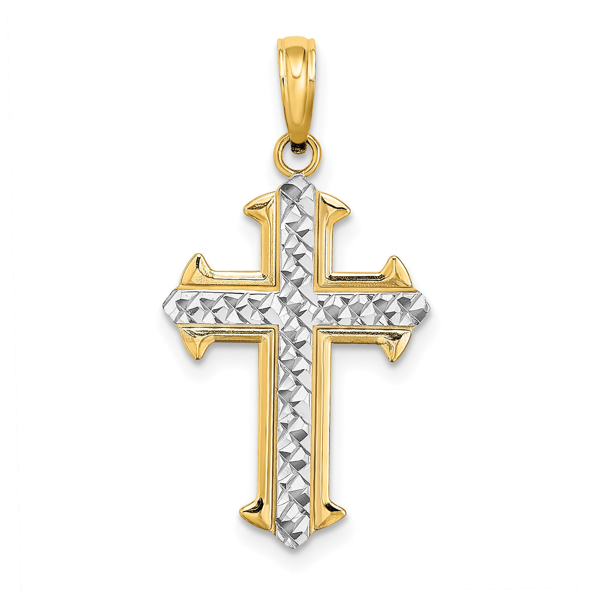 14K w/ Rhodium D/C Cross Charm-K9421