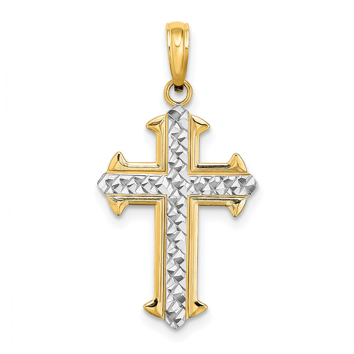 14K w/ Rhodium D/C Cross Charm-K9421