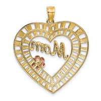 14k Two-tone w/White Rhodium D/C  MOM Heart Charm-K9422