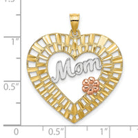 14k Two-tone w/White Rhodium D/C  MOM Heart Charm-K9422