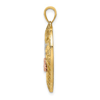 14k Two-tone w/White Rhodium NANA Heart w/Flowers Charm-K9423