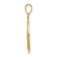 14K Two-tone w/White Rhodium Scallop Shell In Circle Charm-K9426