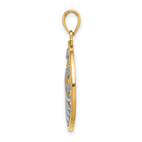 14k w/Rhodium Sunset and Seagulls In Circle Pendant-K9429