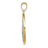 14k w/Rhodium Sun Sailboat Water Seagulls Circle Charm-K9430