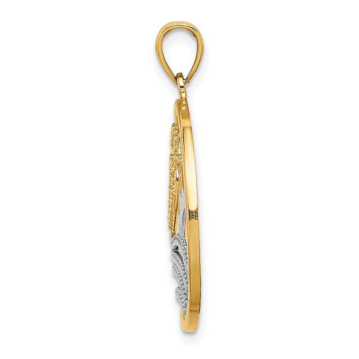 14k w/Rhodium Sun, Hearts ,Water Circle Charm-K9431