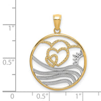 14k w/Rhodium Sun, Hearts ,Water Circle Charm-K9431