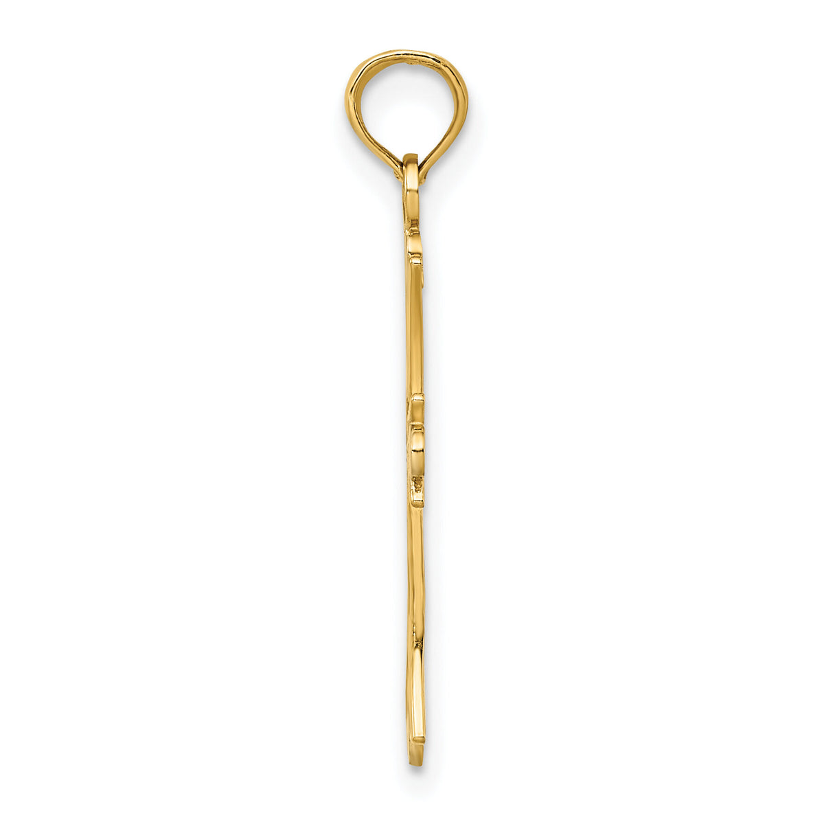 14K W/ Rhodium Textured Cross Charm-K9433