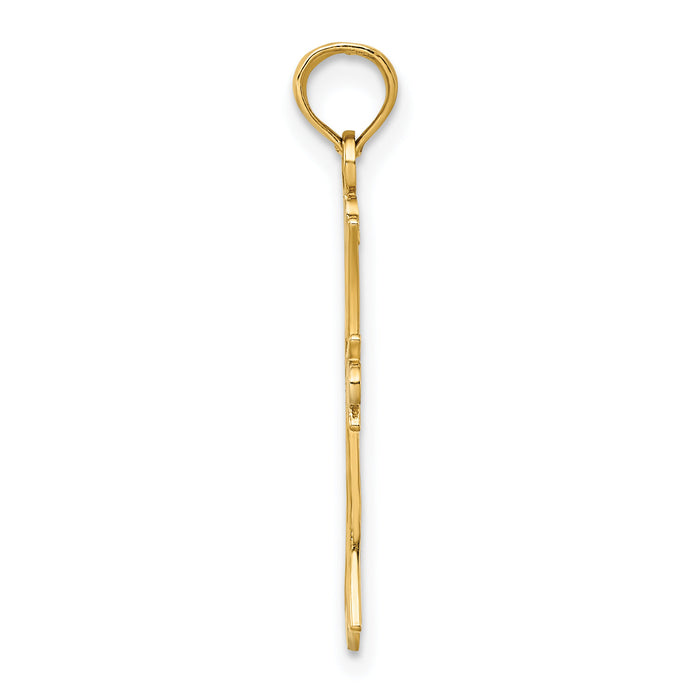 14K W/ Rhodium Textured Cross Charm-K9433