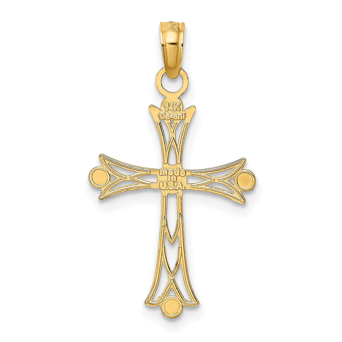 14K W/ Rhodium Textured Cross Charm-K9433