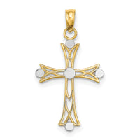 14K W/ Rhodium Textured Cross Charm-K9433