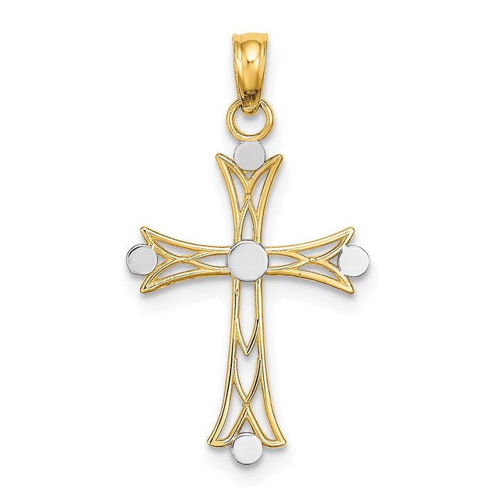 14K W/ Rhodium Textured Cross Charm-K9433