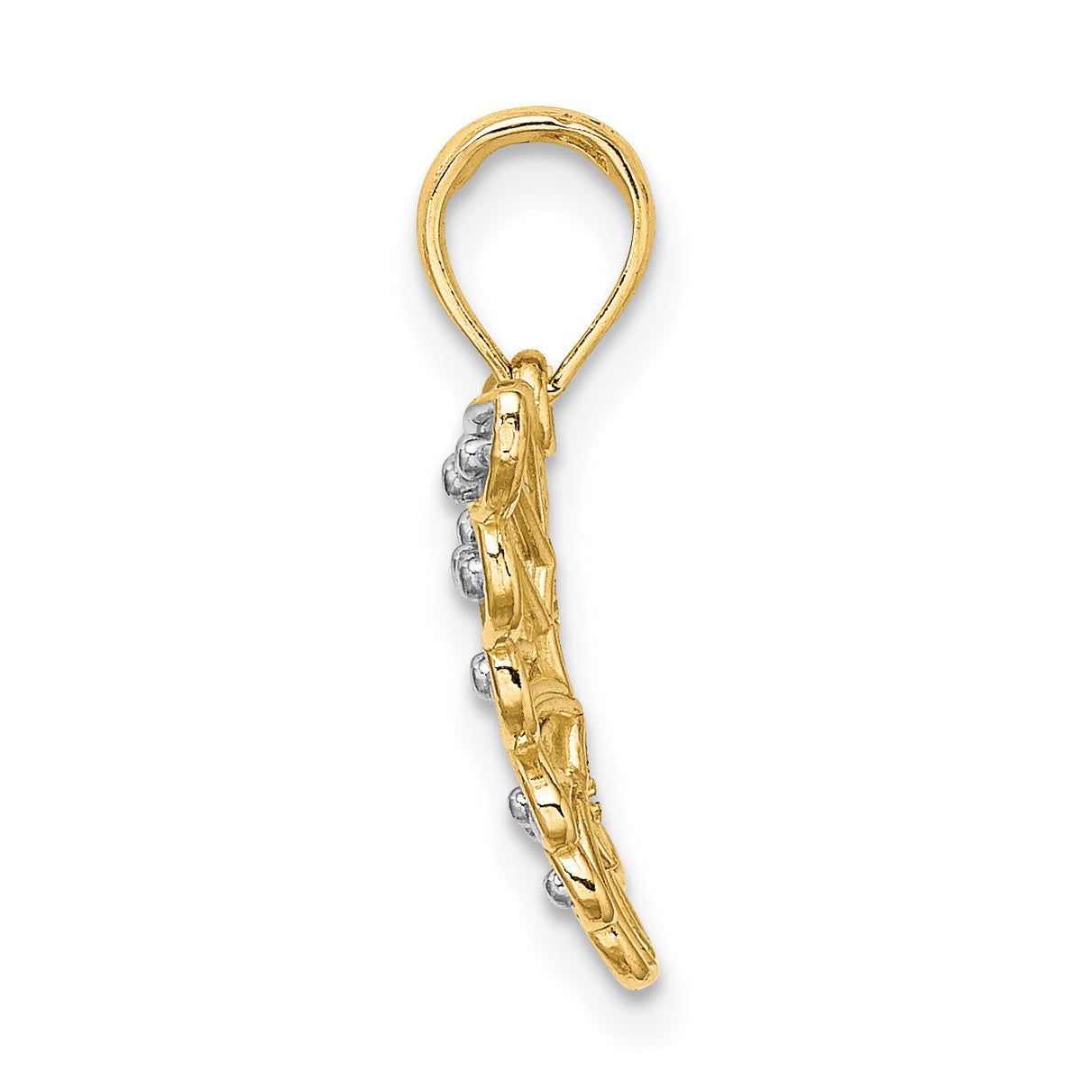 14k and Rhodium Diamond-cut Butterfly Charm-K9435