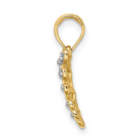 14k and Rhodium Diamond-cut Butterfly Charm-K9435