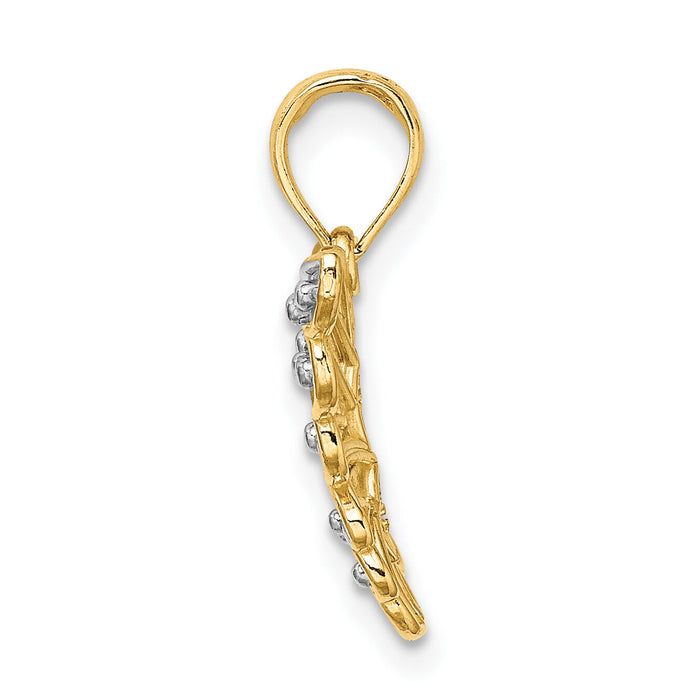 14k and Rhodium Diamond-cut Butterfly Charm-K9435