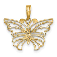 14k and Rhodium Diamond-cut Butterfly Charm-K9435