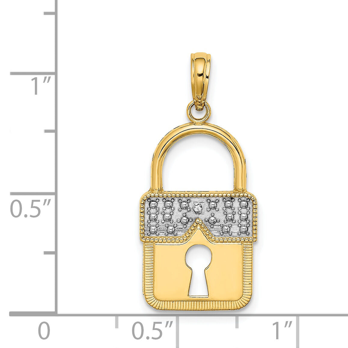 14k w/Rhodium Lock Charm-K9436