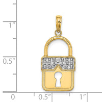 14k w/Rhodium Lock Charm-K9436