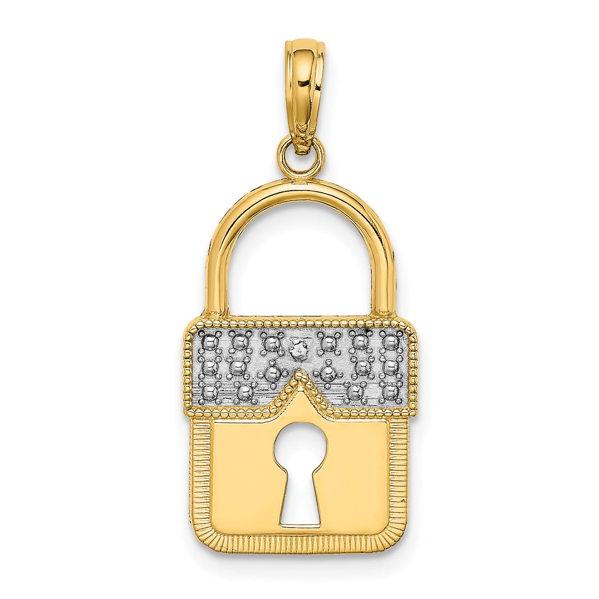 14k w/Rhodium Lock Charm-K9436