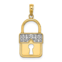 14k w/Rhodium Lock Charm-K9436
